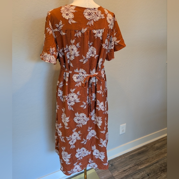 ISABEL MATERNITY Dress Flutter Sleeves Floral Print Orange and White XXL - Picture 3 of 8